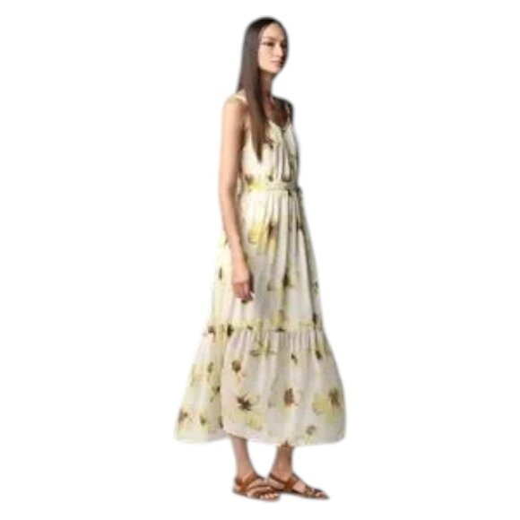 NWT Simply Vera Vera Wang Yellow Floral Maxi Dress Romantic Garden Party Chic S - Picture 3 of 14